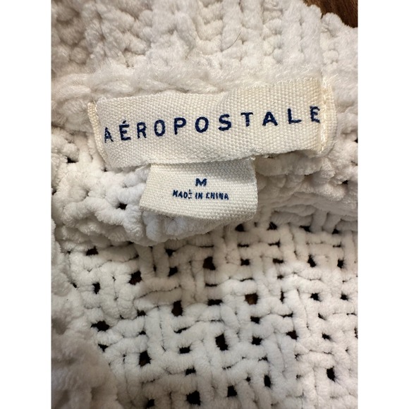 Aeropostale White Cable Knit Sweater Pullover Crew Neck Women's Size M - Picture 5 of 8